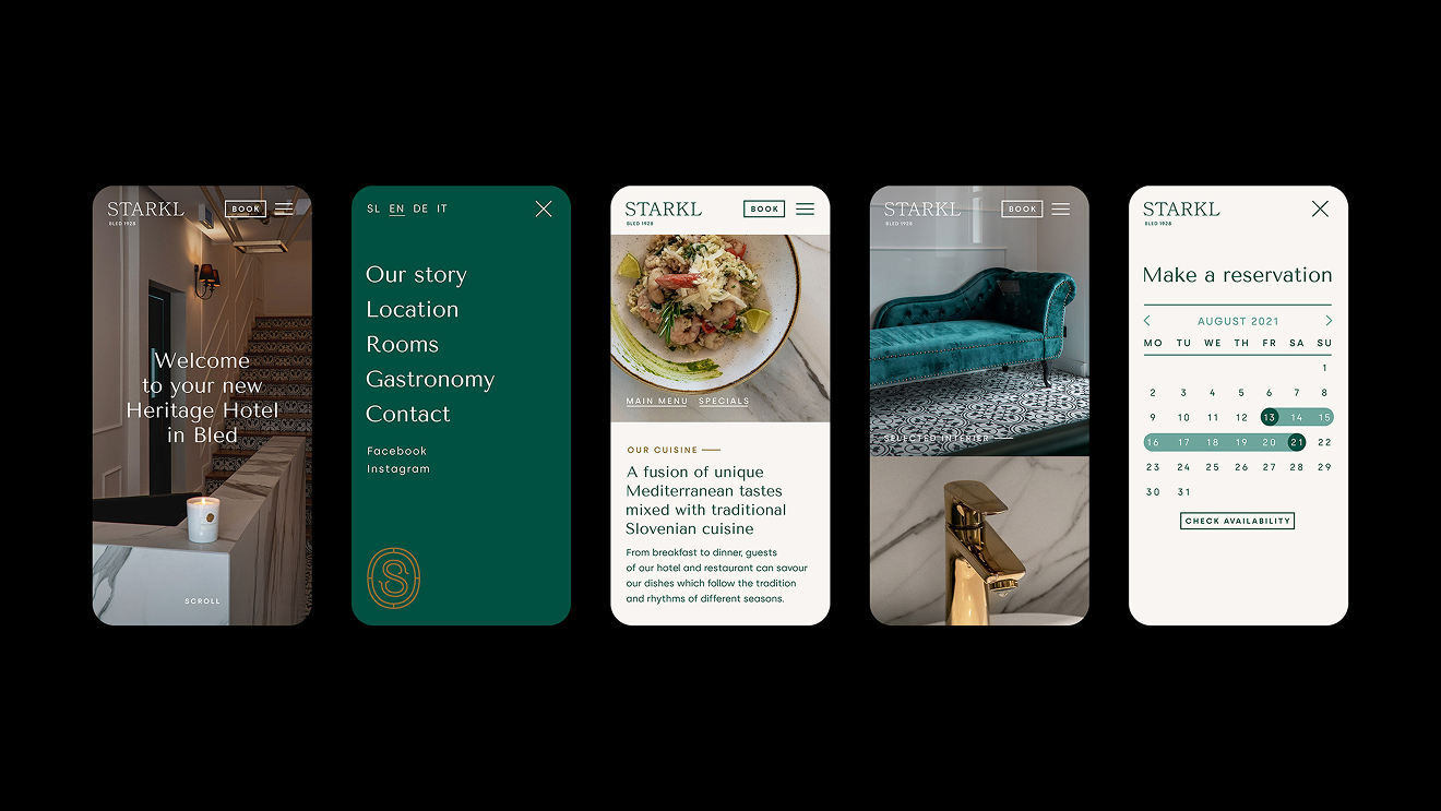 Hotel Starkl website, mobile screens