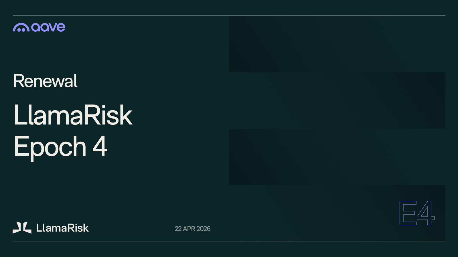 Aave governance slide, LlamaRisk renewed for Epoch 4