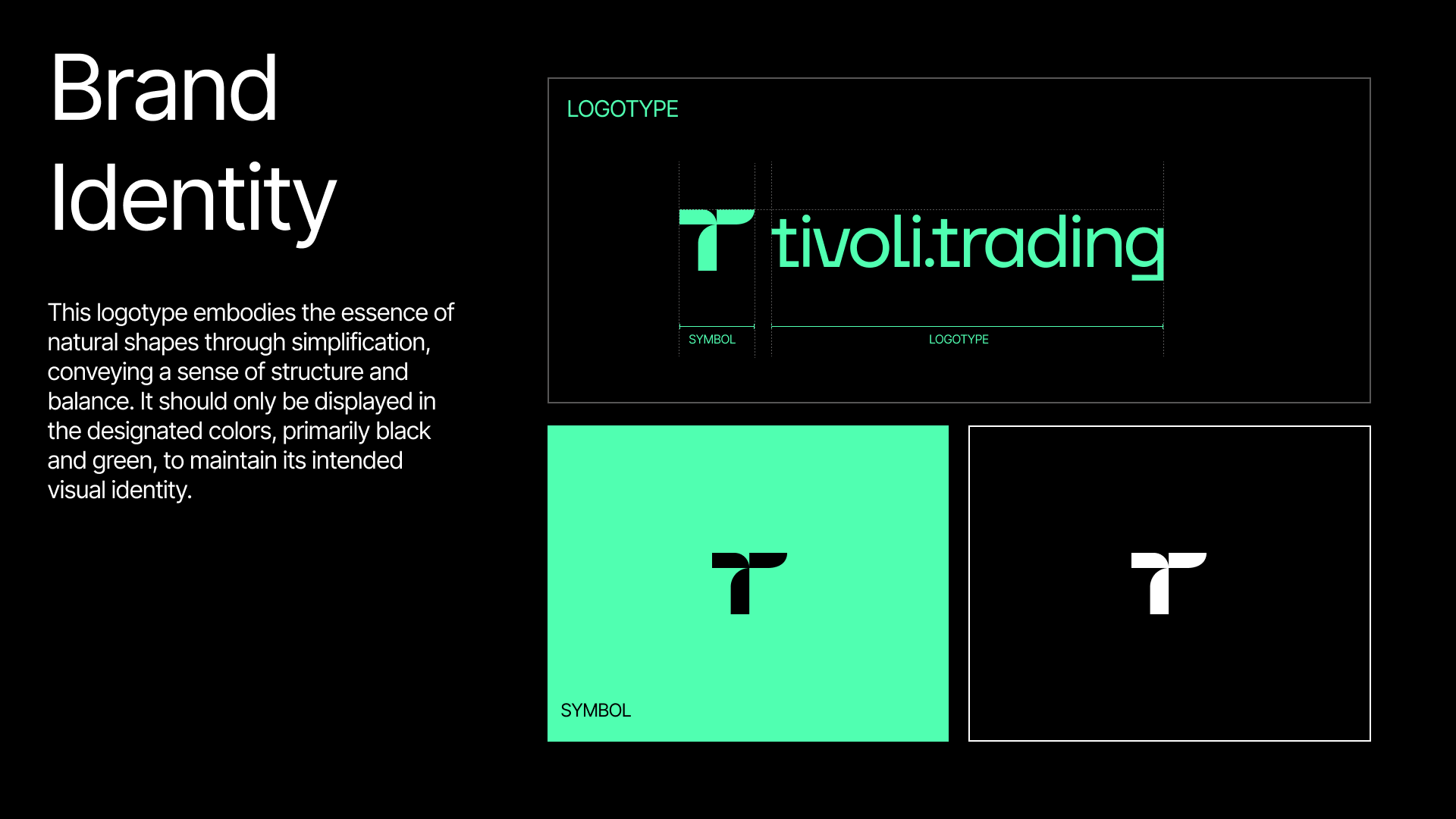 Tivoli Trading logotype and symbol construction